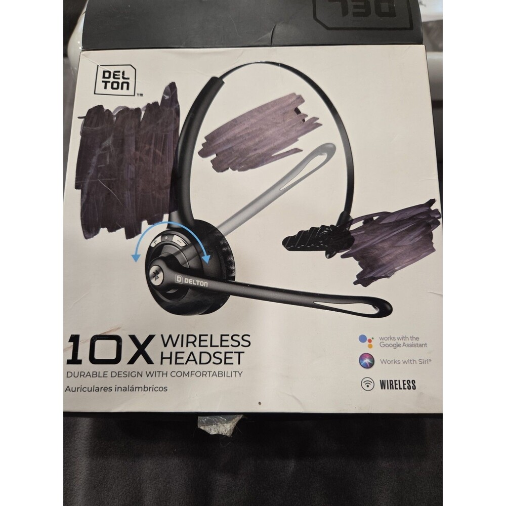Delton DBTHEAD10X Black Headband Headsets Built-in Microphone Wireless Recharge